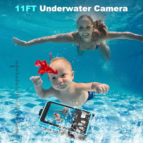 4K Underwater Camera 16FT Waterproof Autofocus Dual-Screen 32GB Card