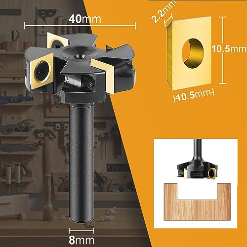 SpeTool Face Cutter 8 mm Shank 40 mm Face Milling Cutter for Routers Reversible Plates Spoilboard 4 Flutes CNC for Wood with ATS Coating Face cutter with ATS coating