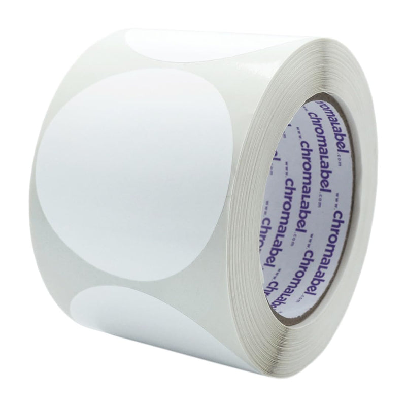 ChromaLabel 3 Inch Circle Sticker Labels, Easy to Write On Round Colored Stickers, High Visibility Permanent Labels - 500 Sticky Dots per Roll, White Dot Stickers 3"