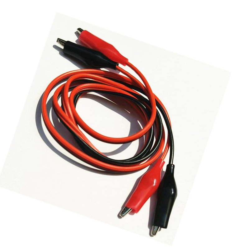 [Australia - AusPower] - 5 Pairs Alligator Clips with Wires Test Cable Red-Black Wire Adhesive Design 100cm/39.4inches Long 