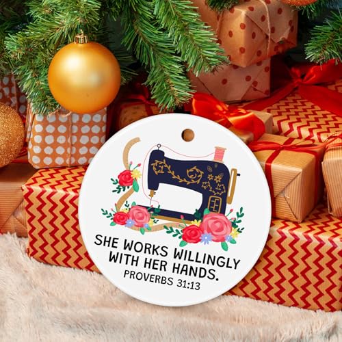 Sewing Gifts for Seamstress Quilting Gifts for Quilter Christmas Ornament Gift for Sewers and Quilters Seamstress Gift for Women Best Present for Sewers Ceramic Ornament Birthday Mother's Day Present