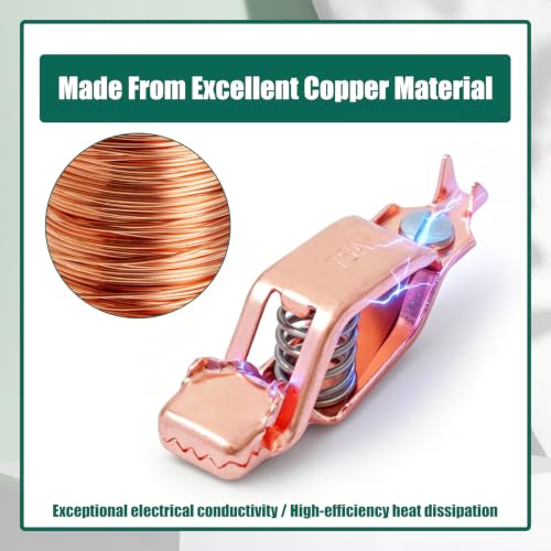 YUXIVCNE 5-piece copper alligator clips, 75A test clamps with 19mm opening for battery discharge testing