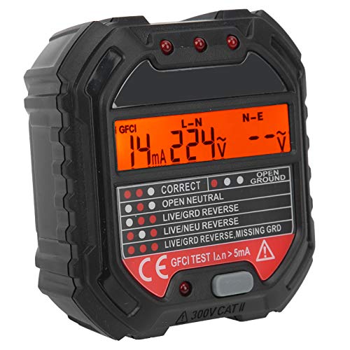 [Australia - AusPower] - HT107B 90-250V Socket Tester 3-Pin Outlet Tester Receptacle Tester Frequency Phase Voltage Leakage Voltage Test Electric Circuit Detector 