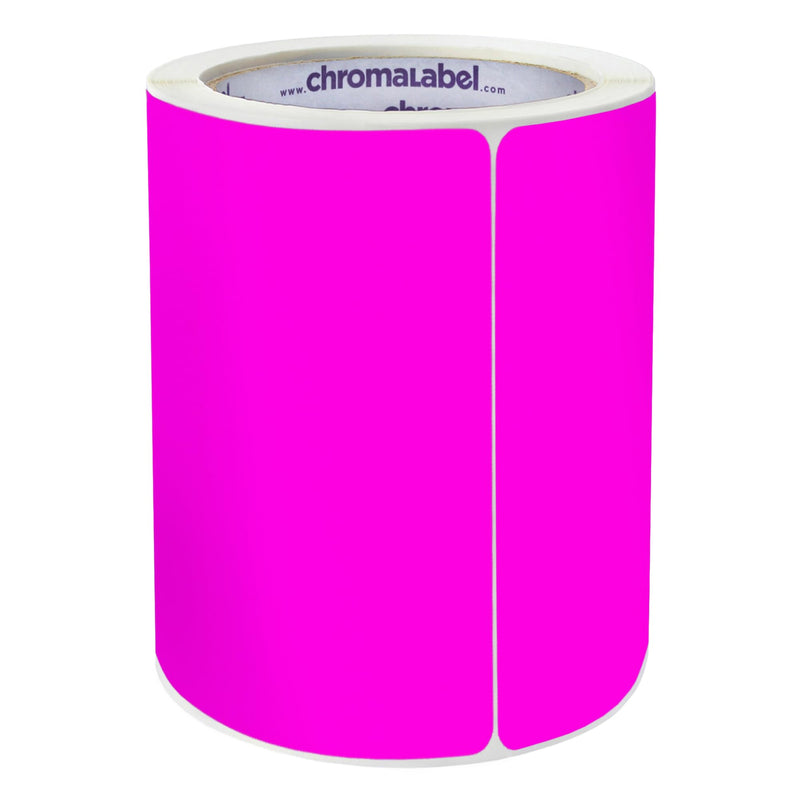 ChromaLabel 3 x 5 inch Permanent Color Code Rectangle Labels, 250 Stickers per Roll, Fluorescent Pink