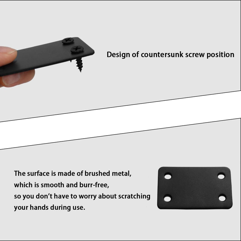 [Australia - AusPower] - 12 Pcs Black Metal Flat Straight Brace Bracket, 2.4 x 1.5 Inch Joining Fixing Brackets, Flat Fixing Corner Brace Plates for Tables, Cabinets, Bookshelves 