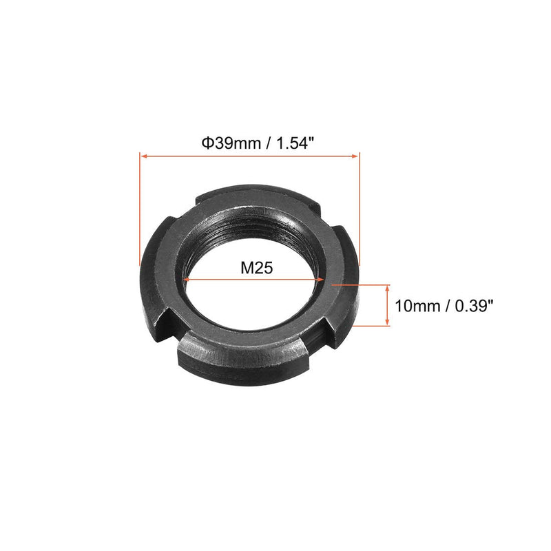 [Australia - AusPower] - uxcell M25x1.5mm Retaining Four-Slot Slotted Round Nut, 4Pcs Carbon Steel Round Lock Nut for Various Rolling Bearings, Industrial Field, Black 