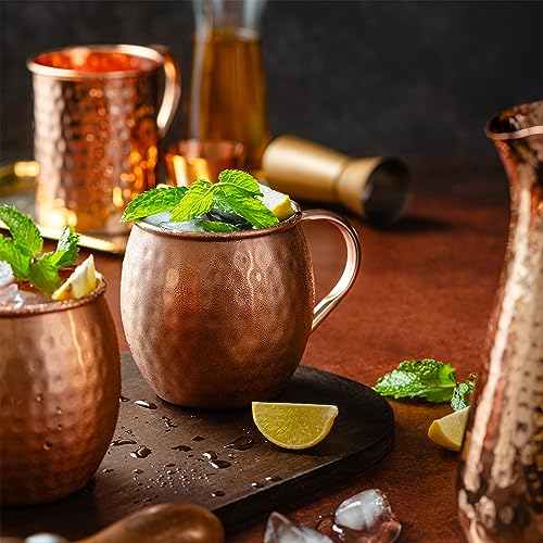 Moscow-Mix Moscow Mule Mugs Set of 4, Pure Copper Mugs, Copper Cups 16 oz