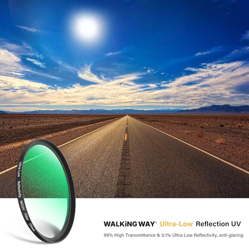 Walking Way 72MM Ultra-Low Reflectivity MCUV Lens Filter, UV Protection Filter 28 Multi-Layer Coating Ultra-Slim HD Waterproof Scratch Oil Resistant Lens UV Filter, HD High Transmittance Optical Glass