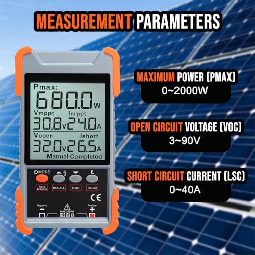 DANOPLUS solar panel tester MPPT meter with large backlit LCD for photovoltaic power testing