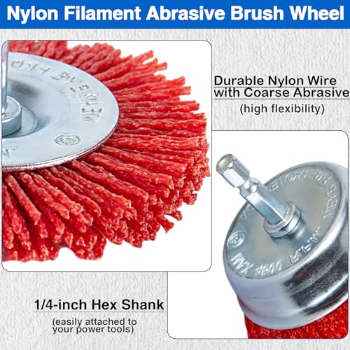 ZMCYNG nylon drill brush set with 9 abrasive filament wire bristle wheel and cup brushes