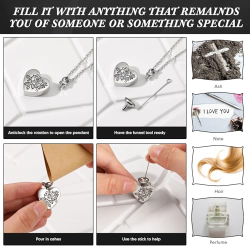 Ecation 15 Pcs Urn Necklace for Ashes Women Cremation Jewelry Purple