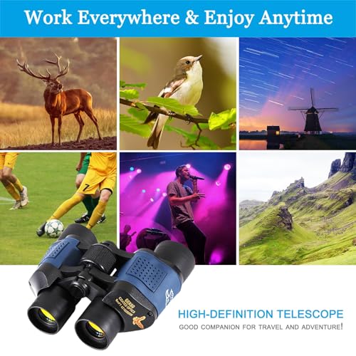 Adult Night Vision Binoculars 60x60 1000M Professional Waterproof High-Power Optical Binoculars, Suitable for Stargazing, Bird Watching, Concerts, Football, Sightseeing, Hunting, and Easy to Carry.