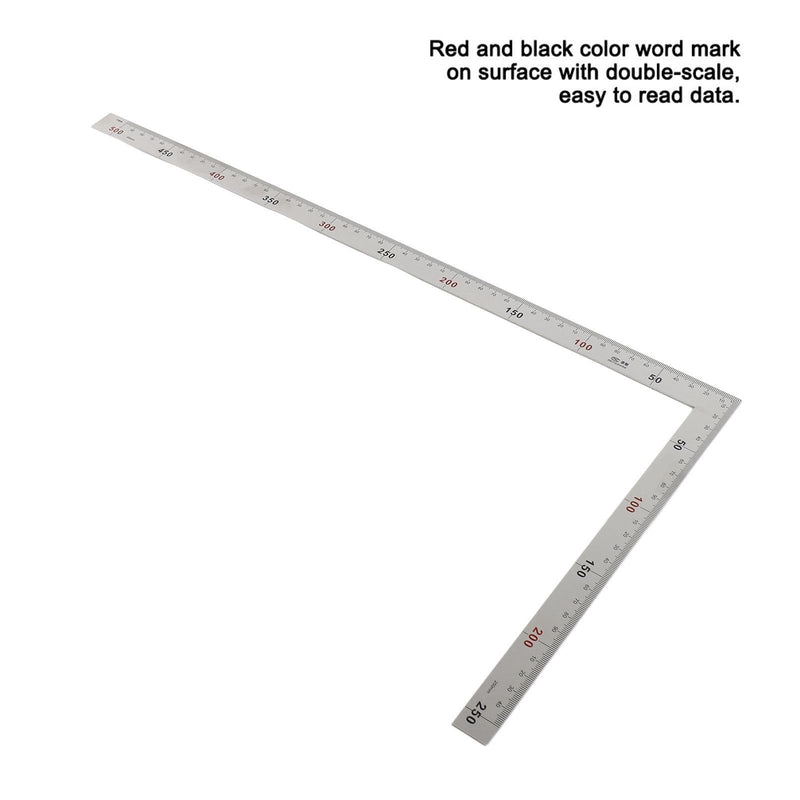 [Australia - AusPower] - 90 Degree Right Angle Finder L Ruler 24 inch Ruler Stainless Steel Easy Read Measurement Layout Template Tool(500mm*250mm) 