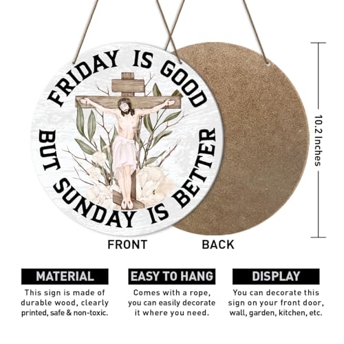 Friday Is Good Christian Spring Easter Decor Sign for Home Room Decorations, Spring Religious Bible Verse Scripture Decoration for Home Room Christian Easter Gifts for Women Men
