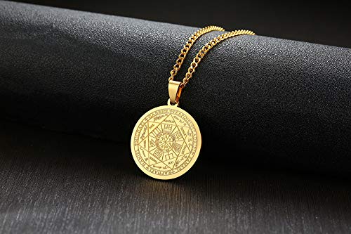 VNOX Seals of The Seven Archangels Pendant/Metatron’s Cub/Saint Michael Statement Necklace Talisman Pendant Amulet Jewelry, 12mm x 210mm, Stainless Steel, Lava Stone