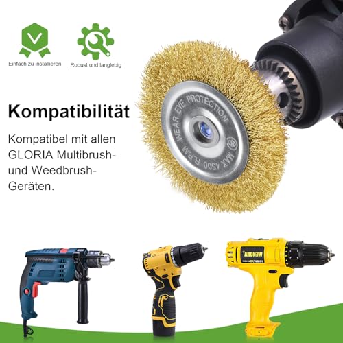 Joint Brush Brass Brush Steel Brush Pack of 4 Compatible with Gloria Multibrush | and other wire brushes, metal brush, weed brush accessories for Gloria grout cleaner from weeds, moss stones