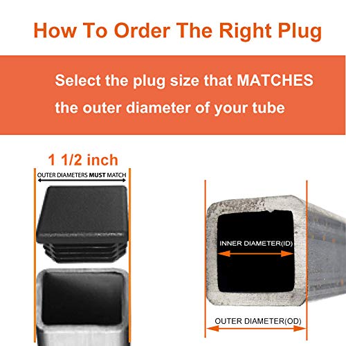 [Australia - AusPower] - 8 Pack 1 1/2 Inch Square Black Plastic Plug,Tubing End Cap,Glide Insert Furniture Finishing Plug for Square Metal Tube 1 1/2 inch-8pcs 