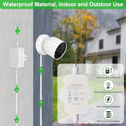 UYODM 50FT/15m Power Cable Compatible with Google Nest Cam Outdoor or Indoor, Battery(2nd Generation) - 5V 2A Charging Cable Power Your Nest Cam (Battery) Continuously - IP67 Weatherproof White 50 Feet