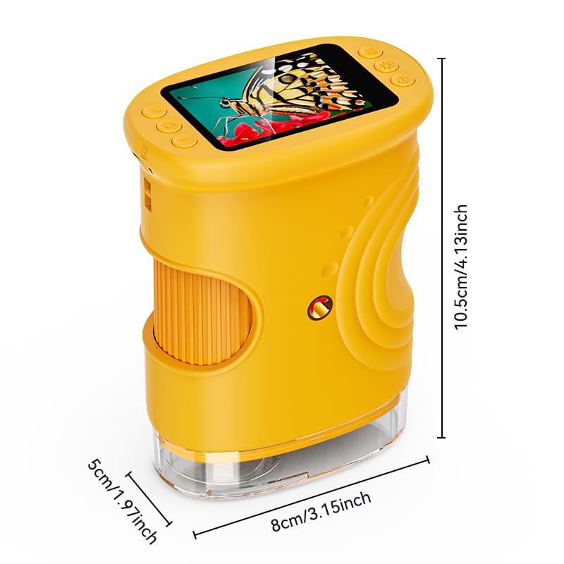 [Australia - AusPower] - Ashfly Handy Digital Microscope for Children, 1080P HD 2.0 Inch Screen Pocket Microscope, Microscope LED Lights Connection to PC, Mini Microscope Outdoor Gifts for 4-12 Years, Orange 
