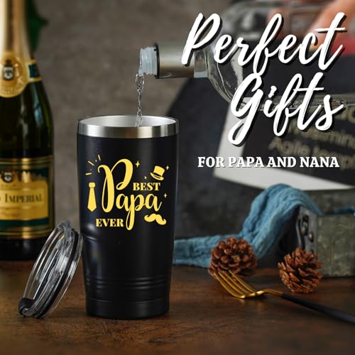 Onebttl Nana and Papa Gifts 20oz Tumbler Set, Best Papa/Nana Gifts for Christmas, Birthday, Anniversary - Stainless Steel Tumbler with Lid