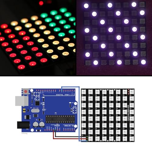 GERUI Pack of 3 U 64 LED Matrix Panel CJMCU-8x8 Module WS2812 5050 RGB in Full Color Driver Color Light Development Board Compatible for Arduino and Raspberry