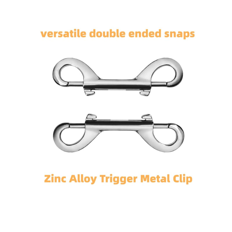 [Australia - AusPower] - 2 PCS Double Ended Snaps, 4 Inch Zinc Alloy Trigger Metal Clip, Silver Double Ended Snap Hooks for Pet Dog Leash, Key Holder, Carabiner, Home, Farm. 