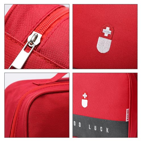Medicine Bag, Medical Emergency Bag, Large Capacity Medicine Bag for Waterproof Medicine Storage Bag, Portable for Home Office Red