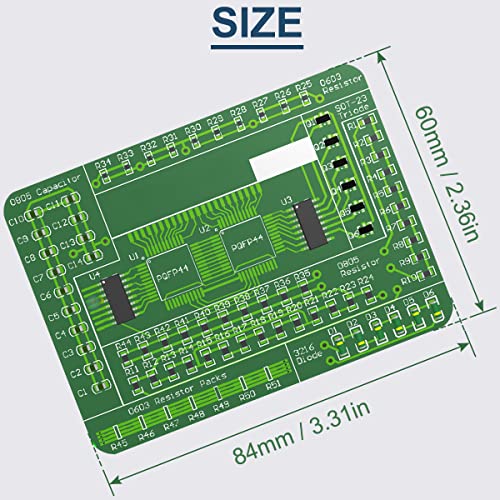 DIY practice board soldering, SMD SMT element welding exercise board, circuit board components, 77 SMD components, 8 categories with tweezers, for experiments Green display dot matrix module