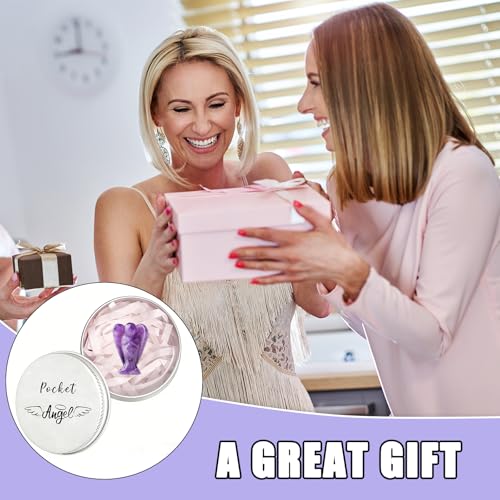 Amethyst Crystal Angel in Tin, Spiritual Gifts for Women, Healing Crystal Gifts, Guardian Angel Gifts, Inspirational Gift in a Tin(Purple) Purple