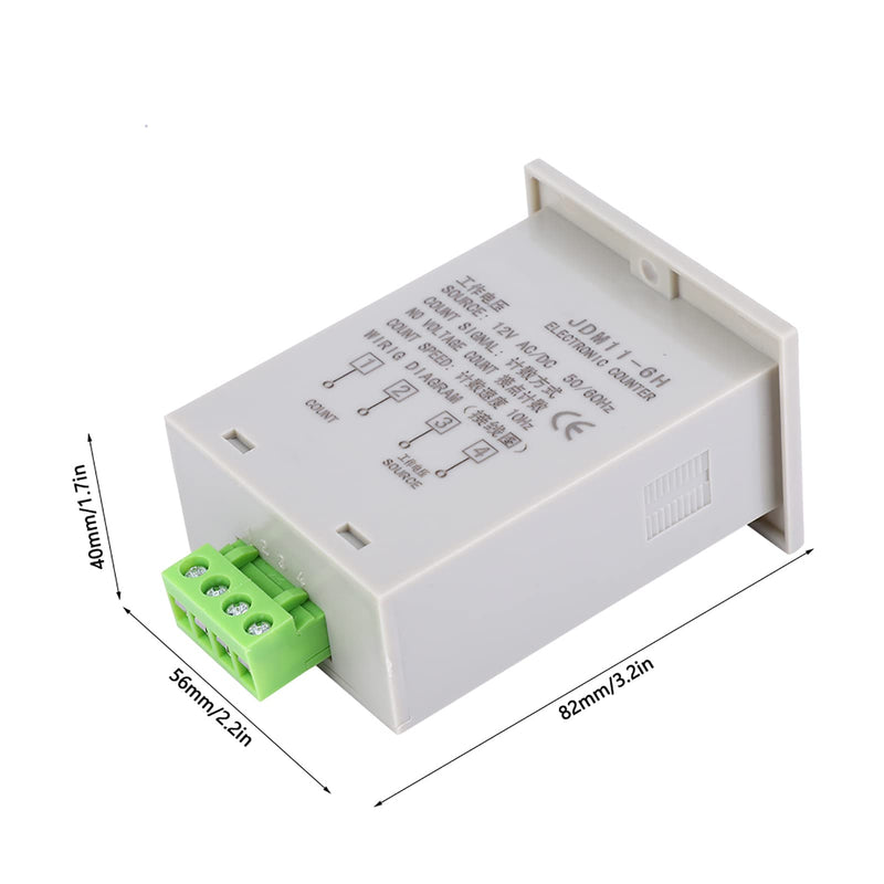 [Australia - AusPower] - 6 Digit Electronic Counter No Voltage Detection LED Display for Signal Input Electrical Tester Precision Equipment Measurement Tool(AC/DC 12V) 