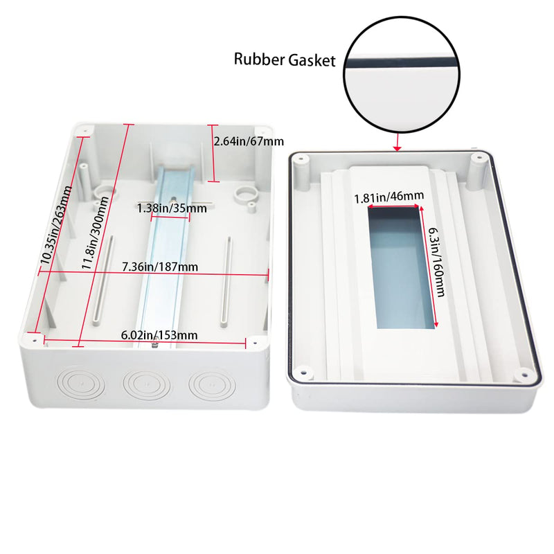 Breaker Box Distribution Protection Box, IP65 Clear Cover Electrical Box, ABS Power Supply Electronic Junction Box Din Rail Enclosure for Circuit Breaker on The Wall 15 Way 15-Way