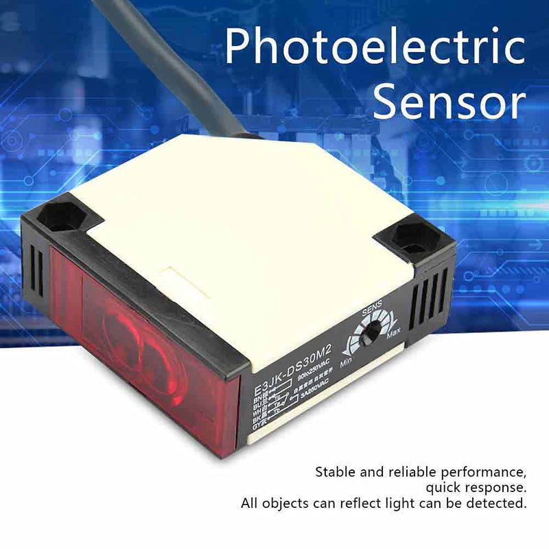 [Australia - AusPower] - Photoelectric Switch Sensor, 30cm Detection Distance Diffuse Reflection Infrared Switch Photoelectric Beam Sensor Proximity Switch (E3JK-DS30M2 Normally Closed) E3JK-DS30M2 normally closed 