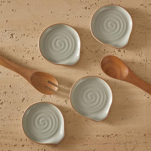 Bico Light Sage Green Spoon Rest Set, Set of 2, Microwave and Dishwasher Safe, for Kitchen Counter, Stove Top, Coffee Table