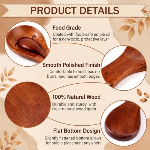 4 Pcs Wood Spoon Rest for Stove Top with Coaster Holder Wooden Spoon Holder Black Metal Storage for Spatula Ladles Tong Cooking Accessories Housewarming Gifts Modern Farmhouse Table Decor