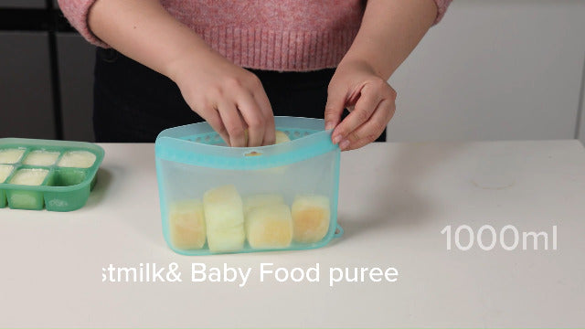 haakaa Reusable Silicone Food Storage Bags, 16/33/50.7 oz, 3 Pack 500ML+1000ML+1500ML