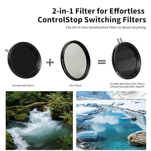 2-in-1 82mm ND2-ND32 Variable ND &CPL Filter for Camera 82 VND-CPL