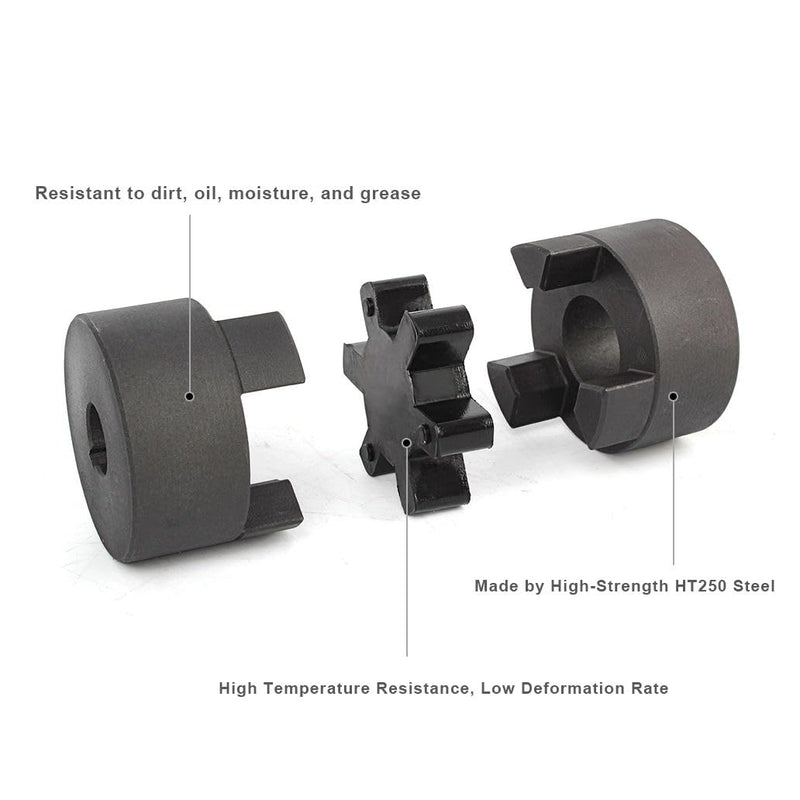 1/2" to 7/8" L075 Flexible 3-Piece L-Jaw Coupling Set & Buna-N NBR Rubber Spider