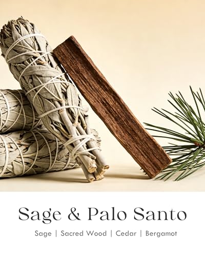 AOOVOO Sage & Palo Santo Candle for Cleansing - 12oz Crystal Scented Candle Sage&Palo Santo