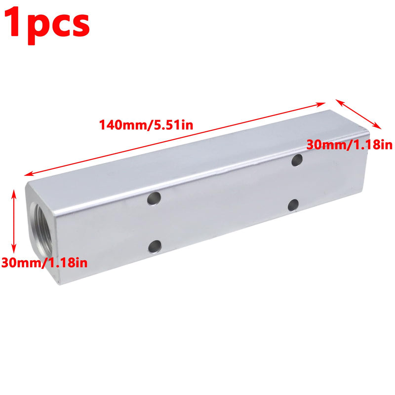 [Australia - AusPower] - Antrader 4 Way Pneumatic Manifold Air Distribution Block,4 Way 6 Port Aluminum Alloy Air Compressor Manifold Distribution Block 1/2"PT Input Port 1/4"PT Output Port,1Pcs 4 Way 6 Port Silver 