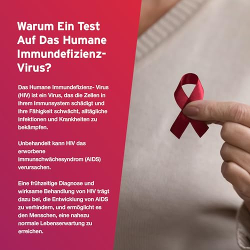 AYDMED HIV Quick Test Kit | HIV Self Test | Human Immunodeficiency Virus Test | Results in 10 Minutes | HIV Test Home Kit for Self Tests for Blood Test for HIV 1/2 | 99.6% Accuracy 1 Packung
