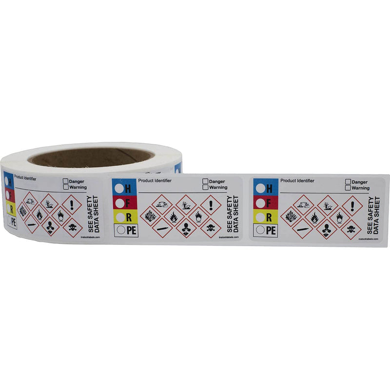 [Australia - AusPower] - Small Write-On GHS and HMIG Combo Label with GHS Hazard Symbols, 1.5 x 3 Inch Rectangles, 500 Total Labels per Roll 
