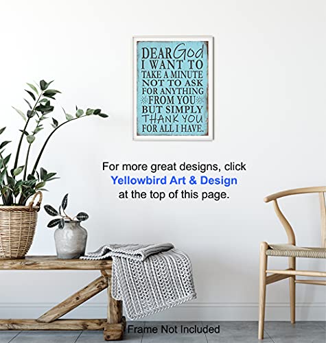 God Wall Decor - Religious Gifts for Women - Christian Gifts - Positive Catholic Wall Art - Inspirational Spiritual Quote - Church Decorations - Light Blue Decor - Grateful Art - Faith Artwork