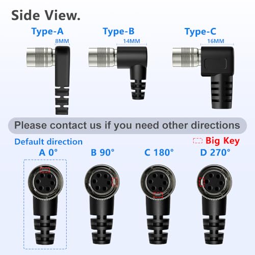 Alvin's Cables HR10A-7P-6S Hirose 6 Pin Female to Open End Power I/O Cable for Sony CCD, Basler, Keyence, Cognex, Baumer, Hikvision Industrial Camera, High Flex Shielded B-Type 6.6ft/2m Right angle 6 Pin B-Type