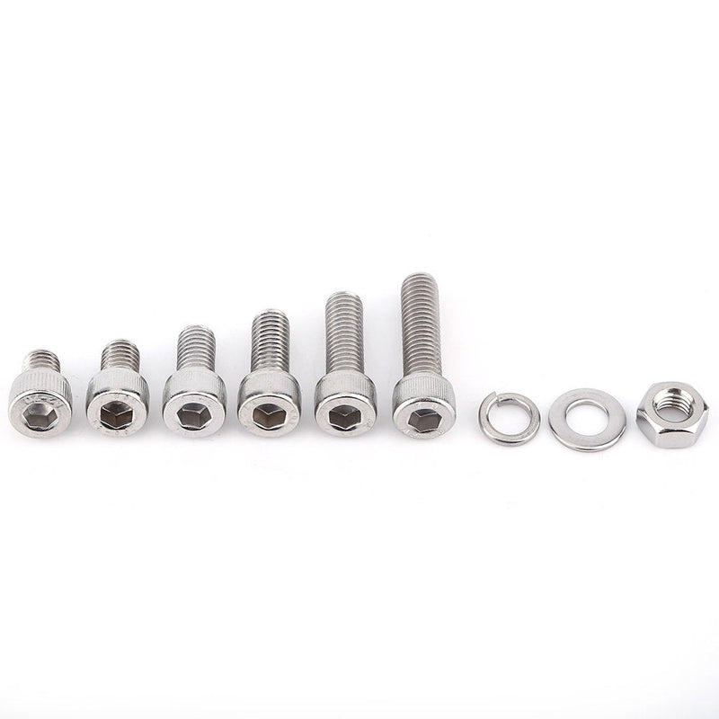 [Australia - AusPower] - 60Pcs M8 Stainless Steel Hex Socket Head Bolts Screws Nuts Washers Assortment Kit Hex Socket Screws Used in The Home and Office Appliance 