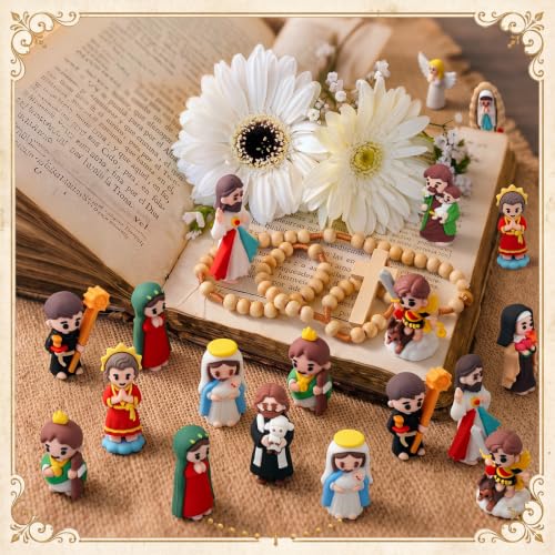 Amyhill 60 Pcs Mini Saint Statues Bulk Catholic Religious Figurines Colorful