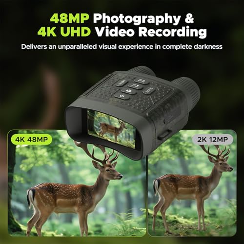 Night Vision Goggles, 4K Night Vision Binoculars, Infrared Digital Night Vision with 3'' HD Screen & 10X Digital Zoom, 5000mAh Battery and 32GB TF Card, Tech Gadgets Telescope for Camping DEEP GREEN