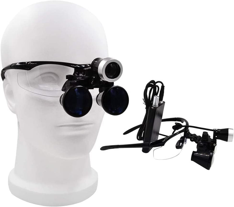 3.5X Magnifying Glass with 3W Headlight 420mm Tooth Magnifier Binoculars Magnifier Tooth Magnifier with Aluminum Box