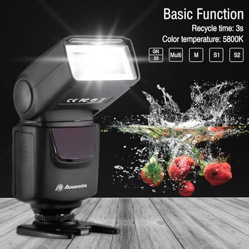 Powerextra DF-400 Speedlite Camera Flash for Nikon Pentax Samsung Fujifilm Olympus Panasonic Sigma Minolta Leica Sony DSLR Cameras and Others with Single-Contact Hotshoe 1