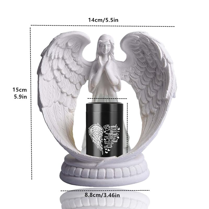 Small Urns for Human Ashes Guardian Angel Wings Heart Mini Cremation Urn for Ashes Adult Memorial Ashes Keepsake Urn for Female Male,Wings 1pcs-angel