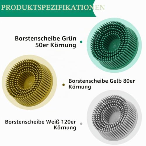Bristle Disc 50 mm 25,000 rpm Detail Sanding Brush Silicon Carbide Shaft Mounting Disc Polishing Sanding Disc for Cleaning, Removing Stubborn Coatings (Green) Green
